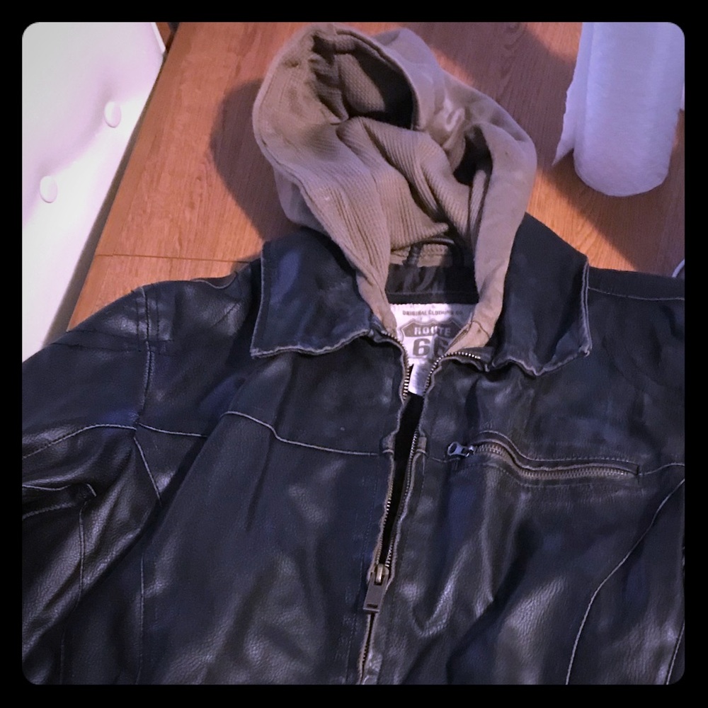 Mens route 66 leather jacket